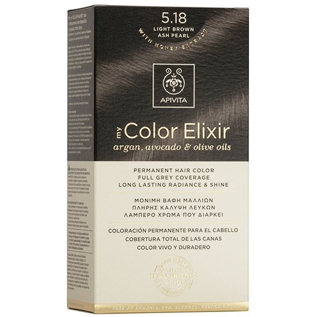 Apivita Promo My Color Elixir Permanent Hair Color – 5.18 Καστανό Ανοιχτό Σαντρέ Περλέ,Μόνιμη Βαφή Μαλλιών για Λαμπερό Χρώμα που Διαρκεί