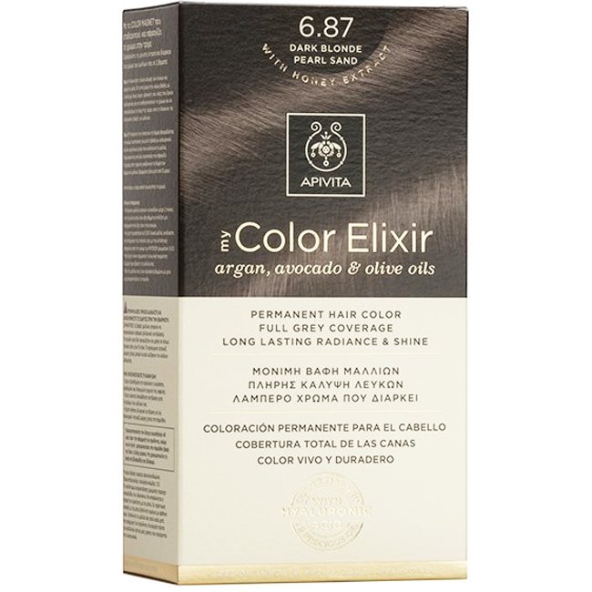 Apivita Promo My Color Elixir Permanent Hair Color Μόνιμη Βαφή Μαλλιών για Λαμπερό Χρώμα που Διαρκεί – 6.87 Ξανθό Σκούρο Περλέ Μπεζ