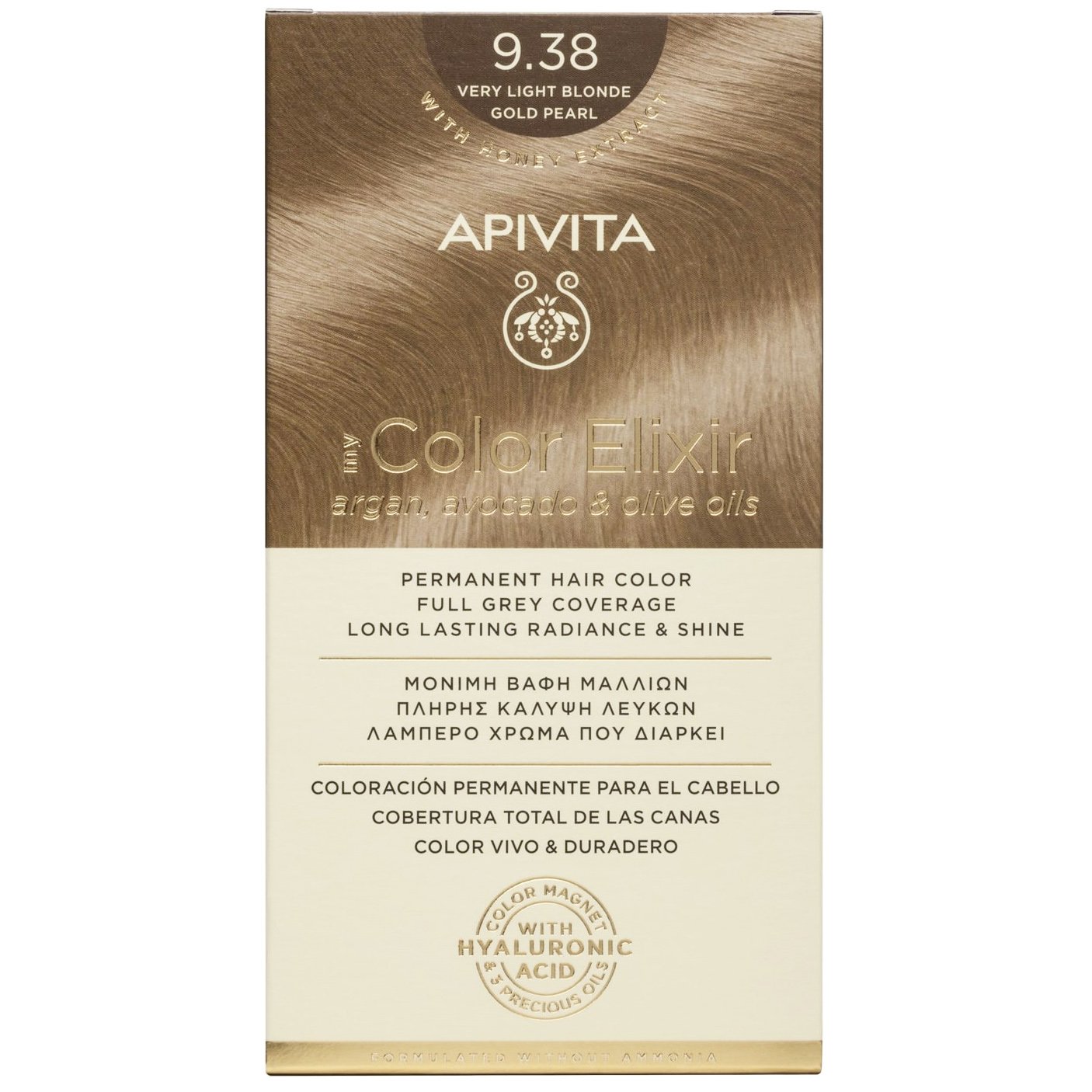 Apivita Promo My Color Elixir Permanent Hair Color Μόνιμη Βαφή Μαλλιών για Λαμπερό Χρώμα που Διαρκεί – 9.38 Ξανθό Πολύ Ανοιχτό Μελί Περλέ