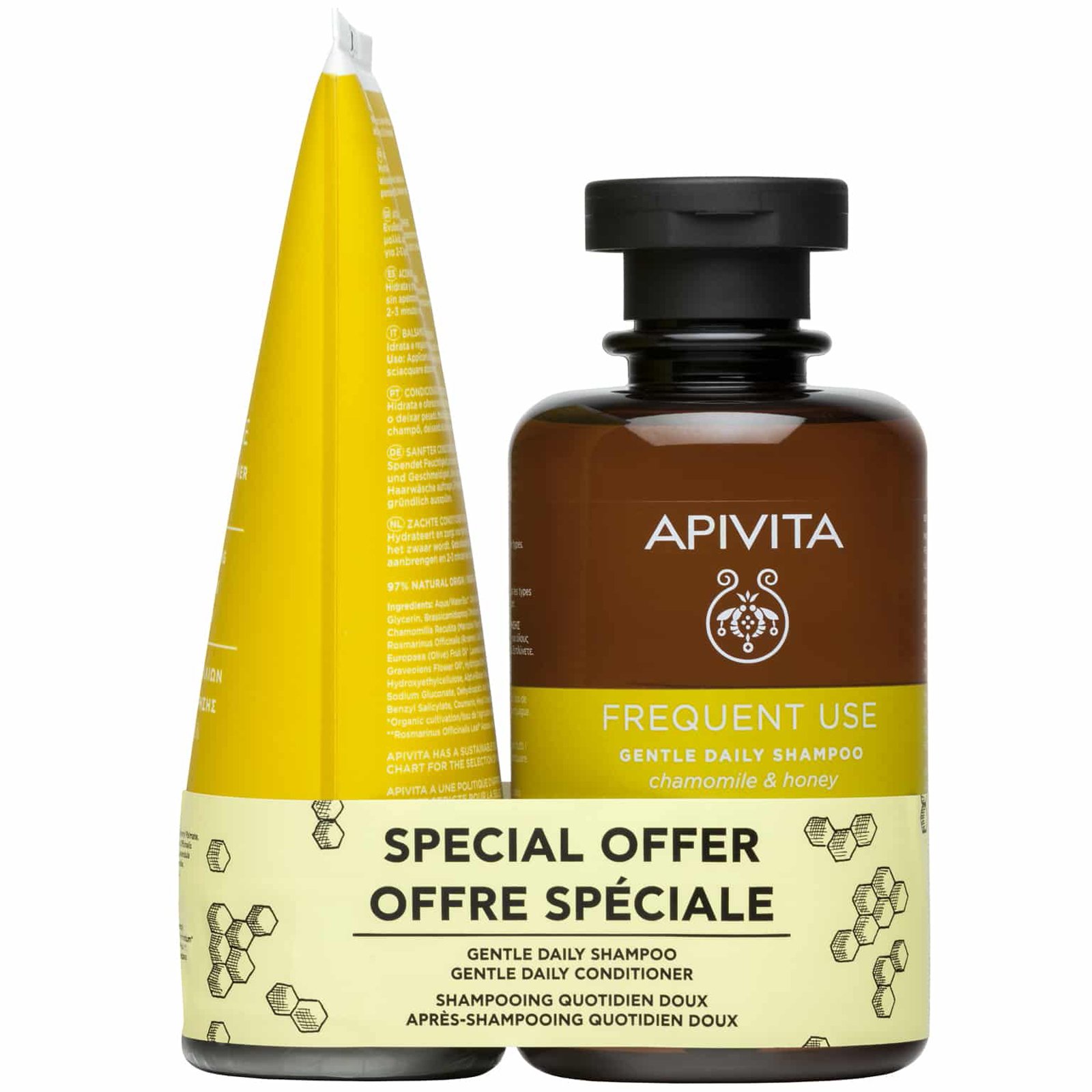Apivita Πακέτο Προσφοράς Frequent Use Gentle Daily Shampoo with Chamomile & Honey 250ml & Gentle Daily Conditioner with Chamomile & Honey 150ml σε Ειδική Τιμή