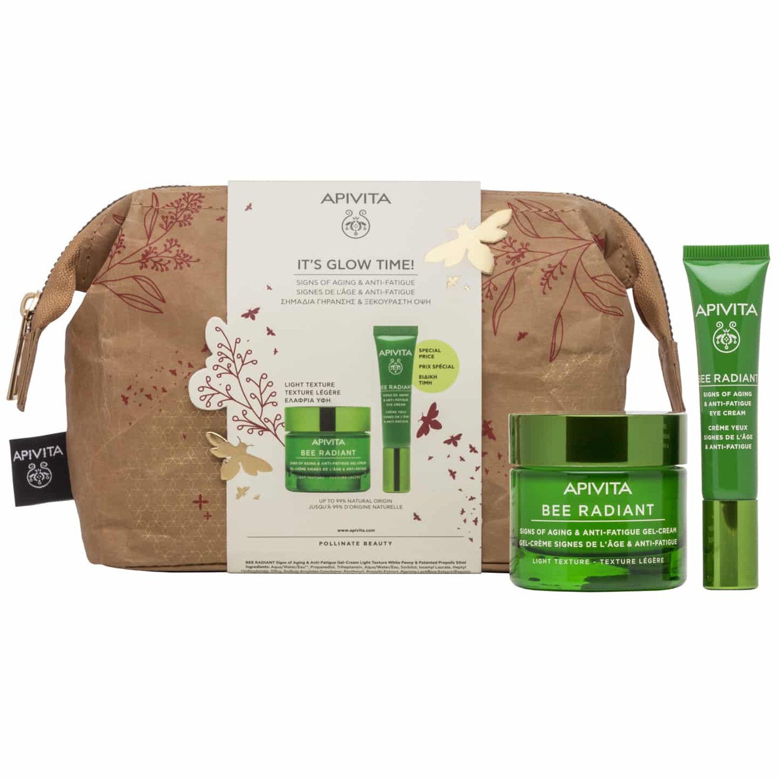 Apivita Promo It’s Glow Time Bee Radiant Light Texture Gel-Cream 50ml & Eye Cream 15ml & Δώρο Νεσεσέρ σε Ειδική Τιμή