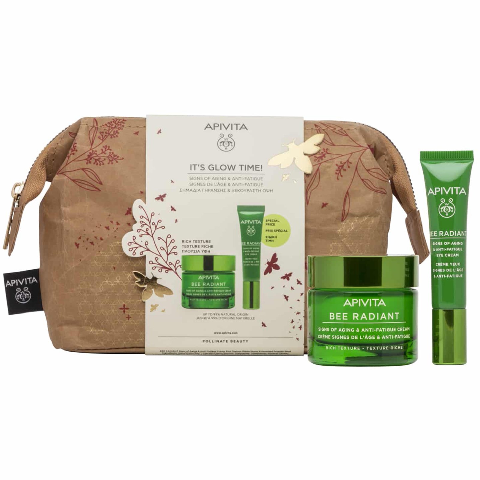Apivita Promo It’s Glow Time Bee Radiant Rich Texture Gel-Cream 50ml & Eye Cream 15ml & Δώρο Νεσεσέρ σε Ειδική Τιμή
