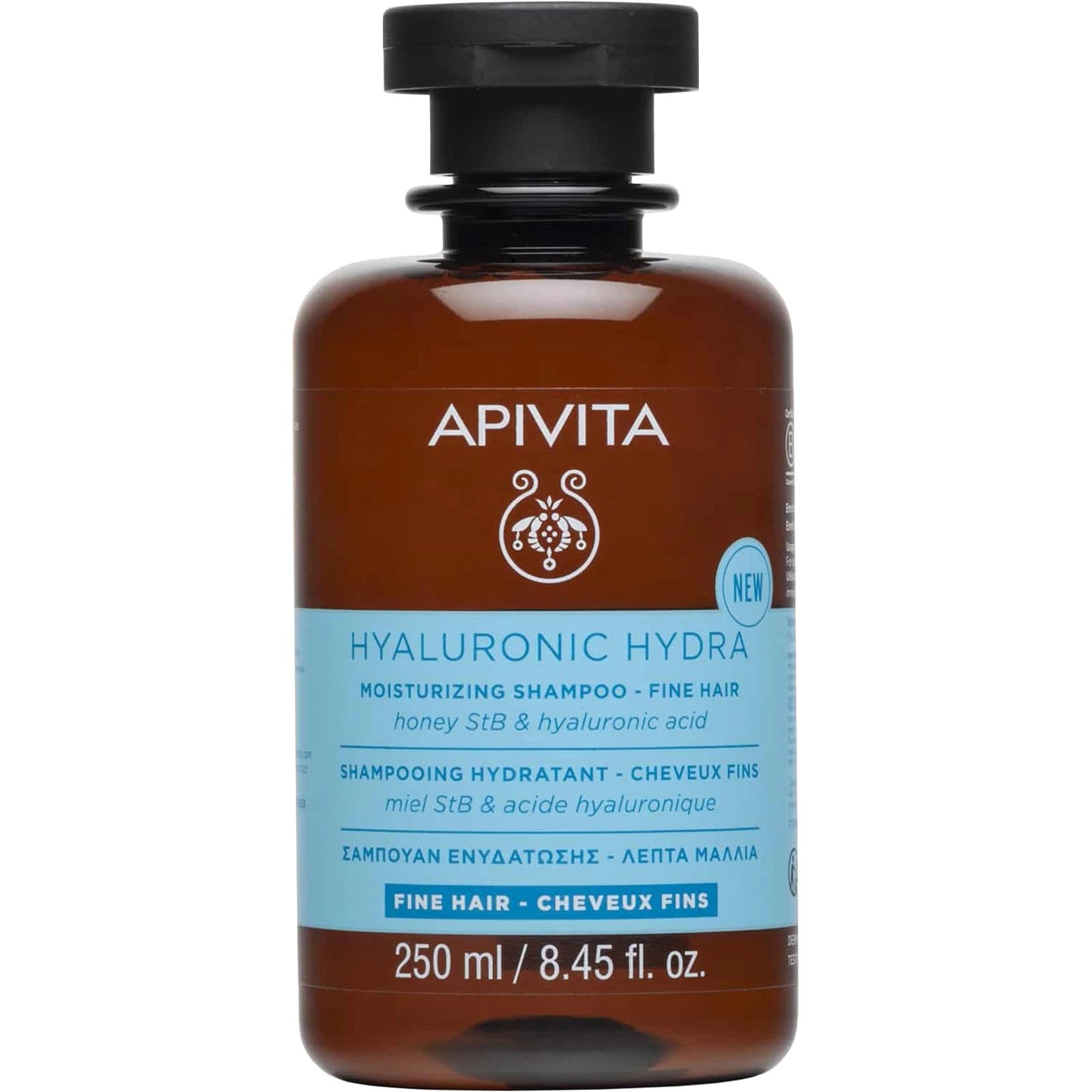 Apivita Hyaluronic Hydra Moisturizing Shampoo for Fine Hair Σαμπουάν για Λεπτά Μαλλιά με Υαλουρονικό Οξύ & Μέλι 250ml