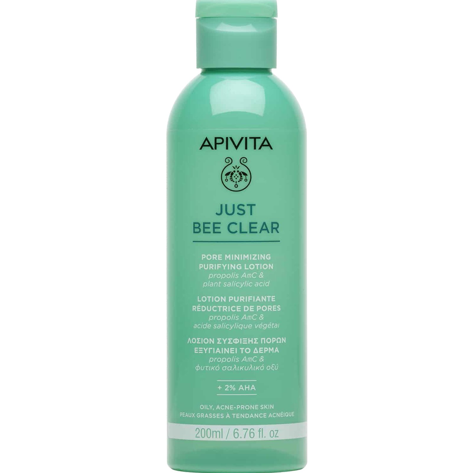 Apivita Apivita Just Bee Clear Pore Minimizing Purifying Face Lotion Λοσιόν Προσώπου Σύσφιξης Πόρων για Μείωση Ατελειών Ειδικά Σχεδιασμένη για Λιπαρό με Τάση Ακμής Δέρμα 200ml