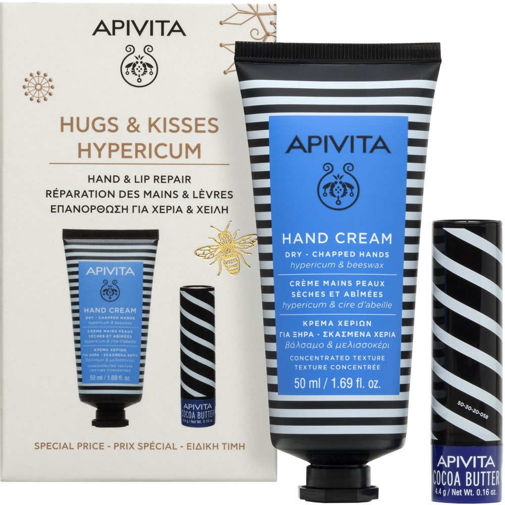 Apivita Apivita Promo Hypericum & Beeswax Hand Cream for Dry - Chapped Hands 50ml & Cocoa Butter Lip Balm 4.4g