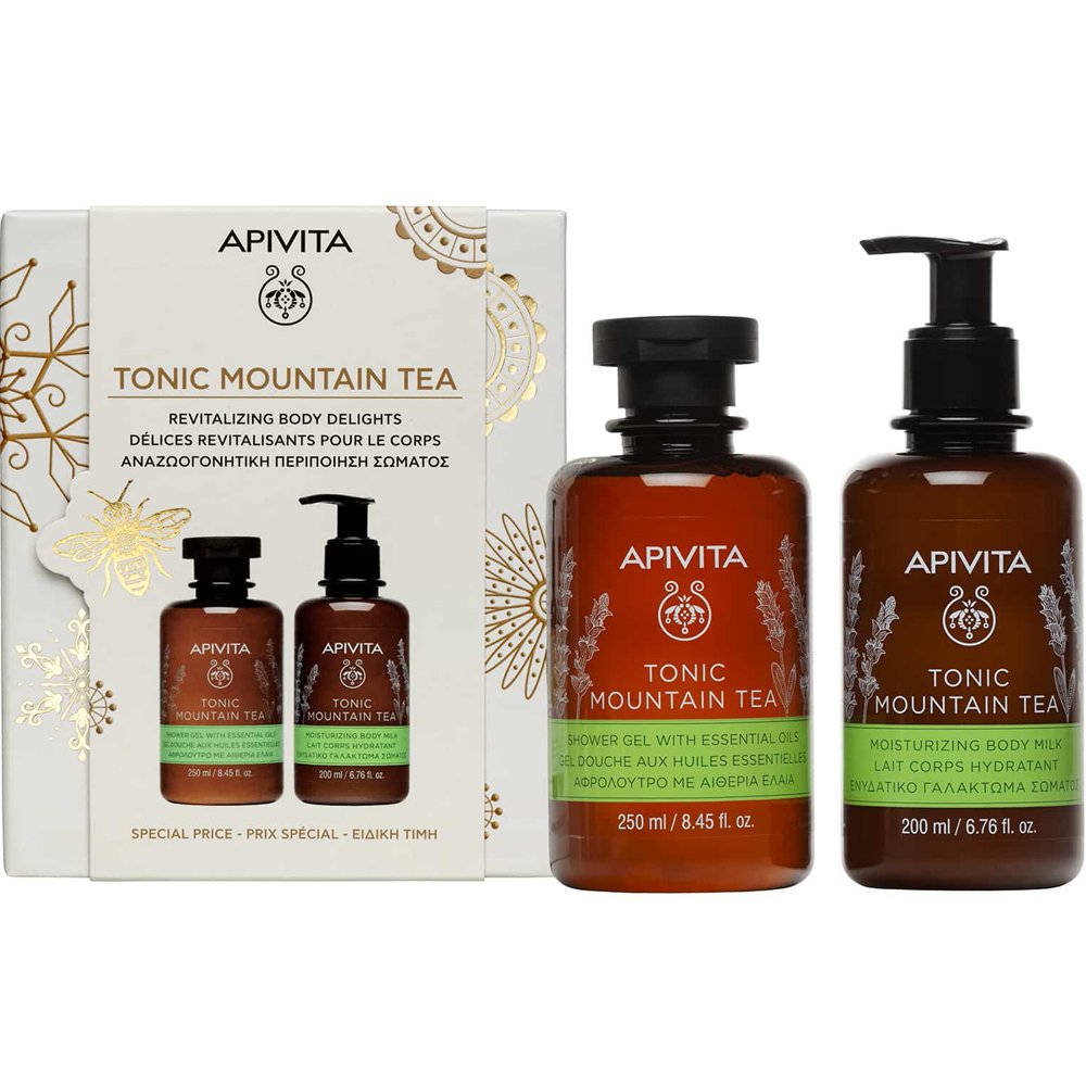 Apivita Apivita Promo Tonic Mountain Tea Shower Gel with Essential Oils 250ml & Moisturizing Body Milk 200ml