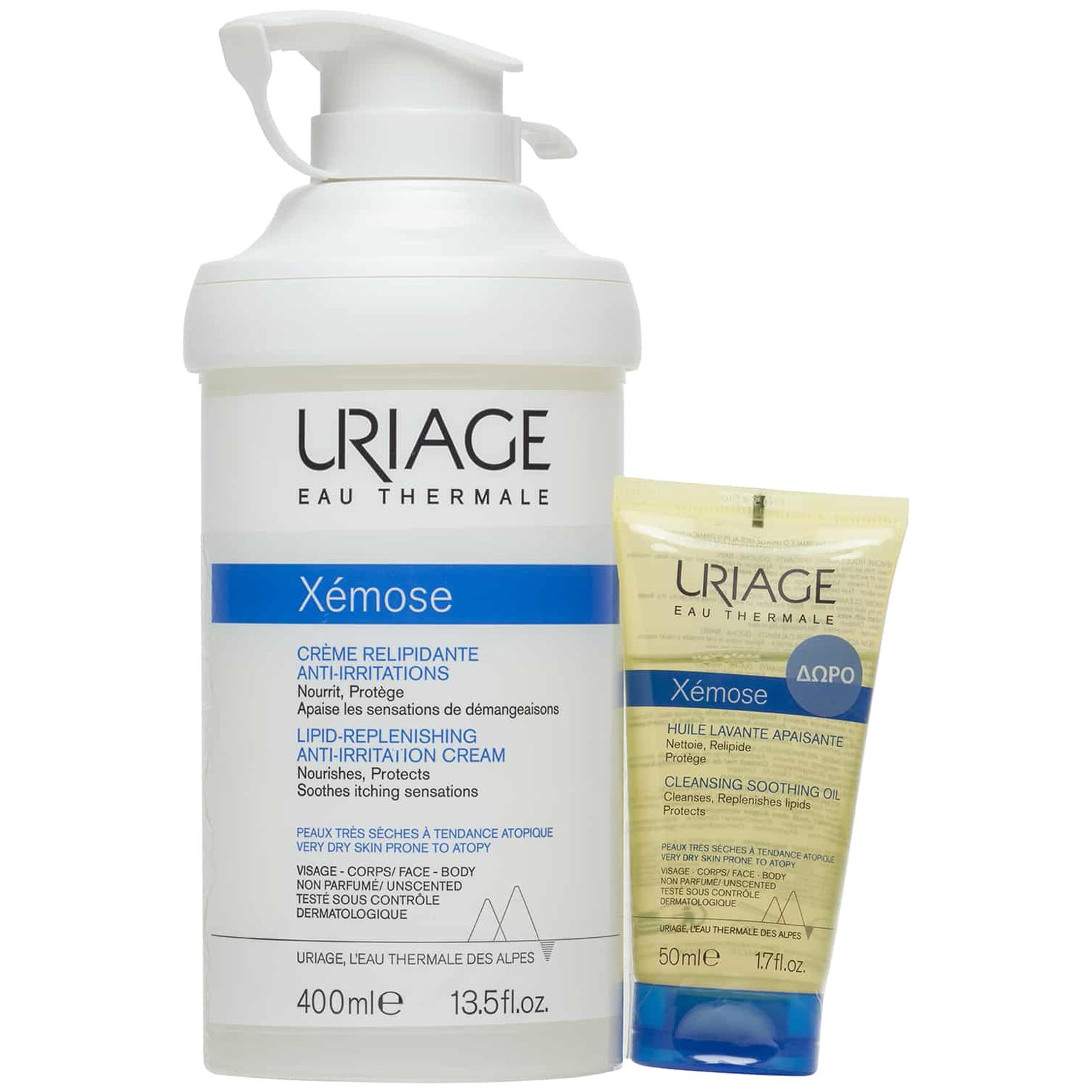 Uriage Uriage Xemose Lipid-Replenishing Anti-Irritation Cream 400ml & Δώρο Xemose Cleansing Soothing Oil 50ml