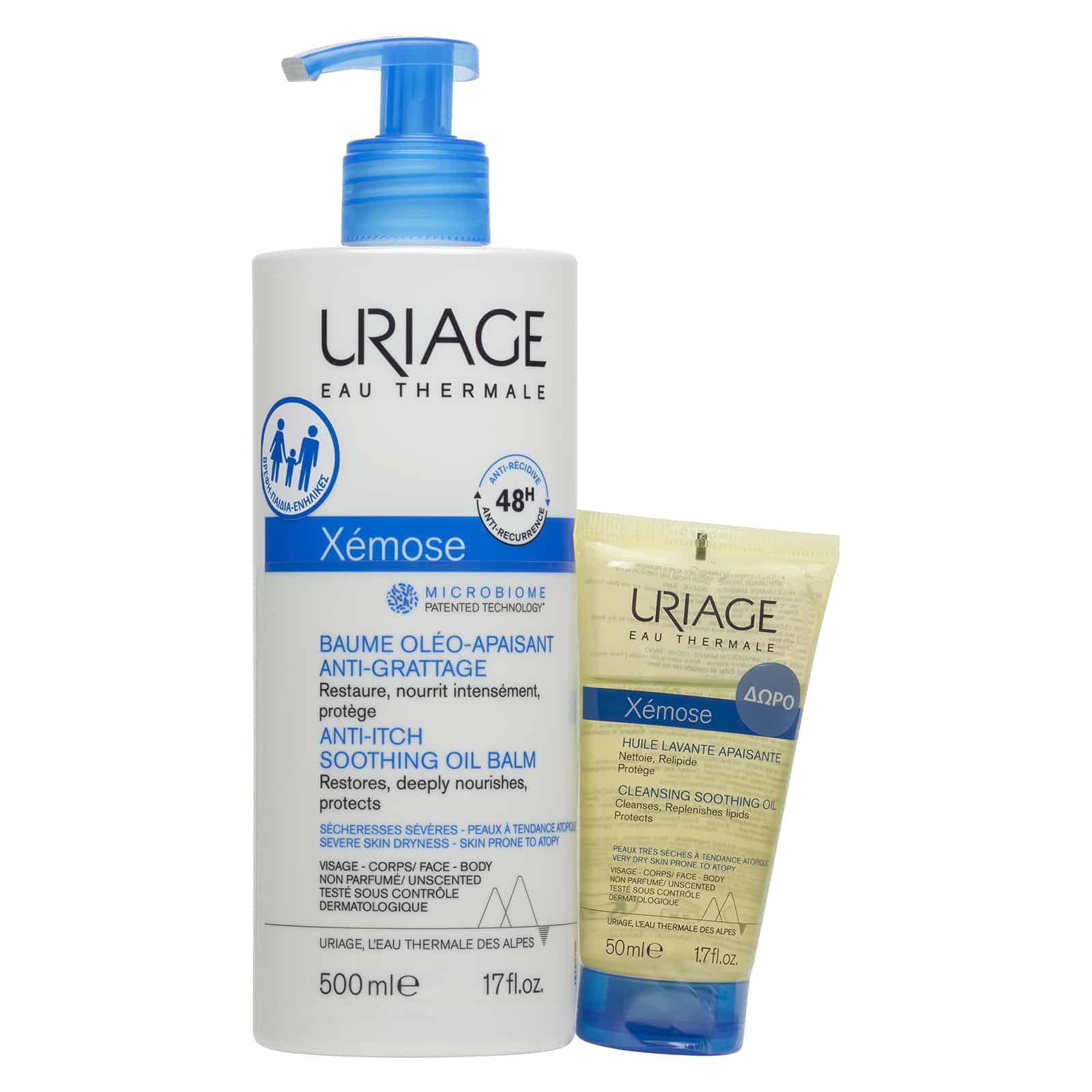 Uriage Uriage Promo Xemose Anti-Itch Soothing Oil Balm 500ml & Δώρο Cleansing Soothing Oil 50ml
