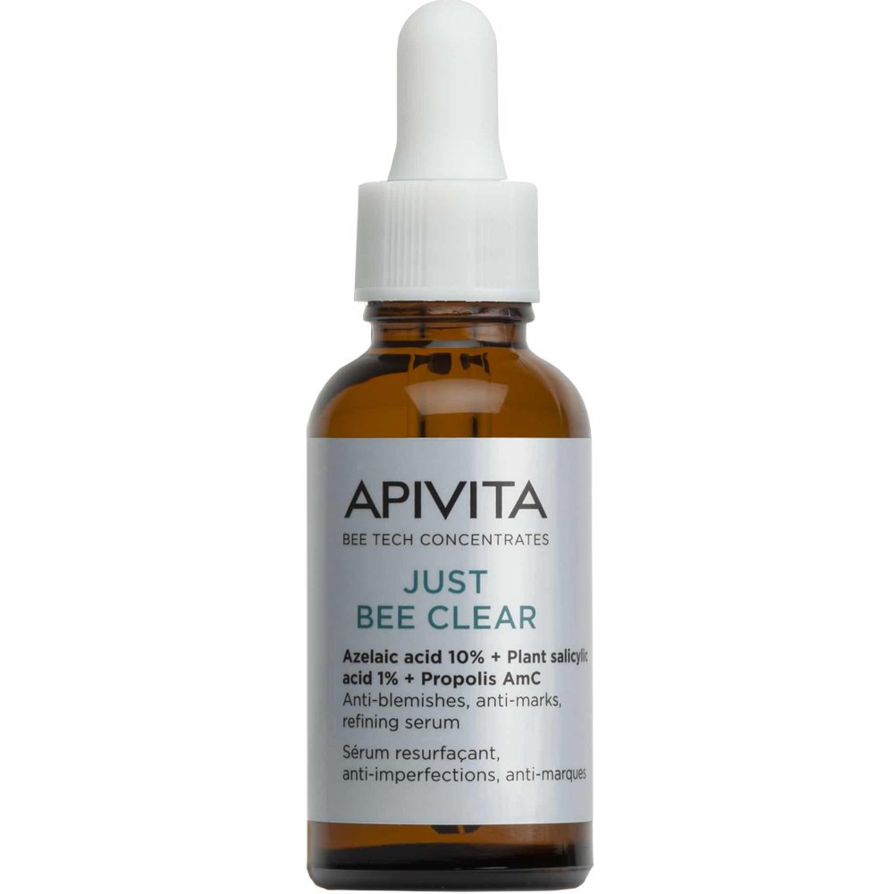 Apivita Bee Tech Concentrates Just Bee Clear Serum Ορός Προσώπου με Πατενταρισμένο Σύμπλοκο Πρόπολης & Φυτικό Σαλικυλικό Οξύ που Λειάνει & Διορθώνει Ατέλειες & Σημάδια Ακμής 30ml