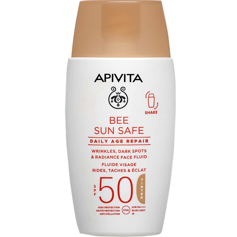 Apivita Bee Sun Safe Daily Age Repair Spf50 Tinted Λεπτόρρευστη Κρέμα Προσώπου Κατά των Πανάδων & των Ρυτίδων Υψηλής Προστασίας με Χρώμα 50ml