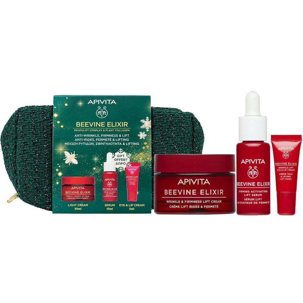 Apivita Promo Beevine Elixir Wrinkle & Firmness Lift Cream Light Texture 50ml & Δώρο Firming Activating Lift Serum 10ml & Δώρο Wrinkle Lift Eye & Lip Cream 5ml & Νεσεσέρ 1 Τεμάχιο