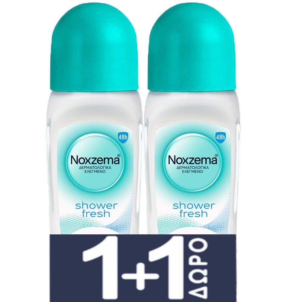 Noxzema Noxzema Promo Shower Fresh Roll On Clean and Fresh Γυναικείο Αποσμητικό με Άρωμα Φρεσκάδας & Αίσθηση Αναζωογόνησης 100ml (2x50ml)