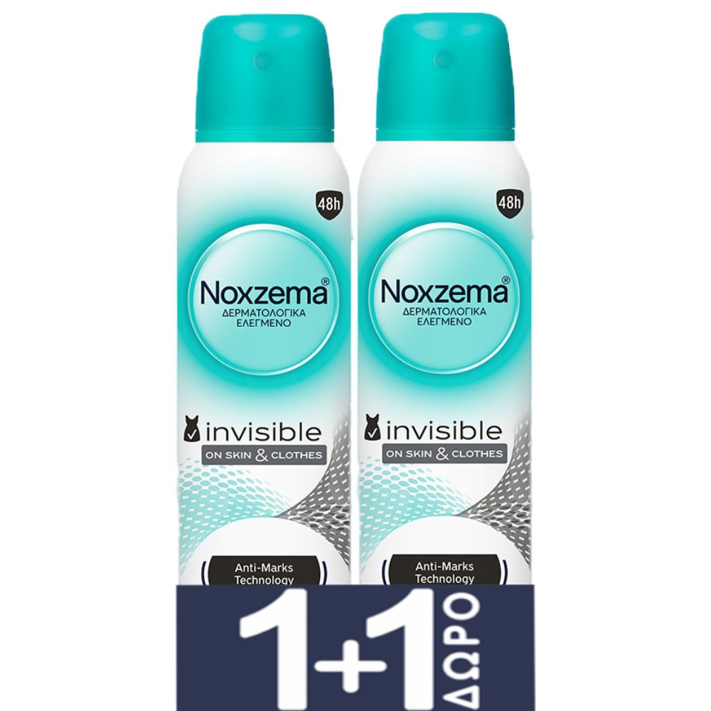 Noxzema Noxzema Promo Invisible Antiperspirant Spray Γυναικείο Αντιιδρωτικό Αποσμητικό Σπρέι με Άρωμα Φρεσκάδας για 48ωρη Προστασία 300ml (2x150ml)