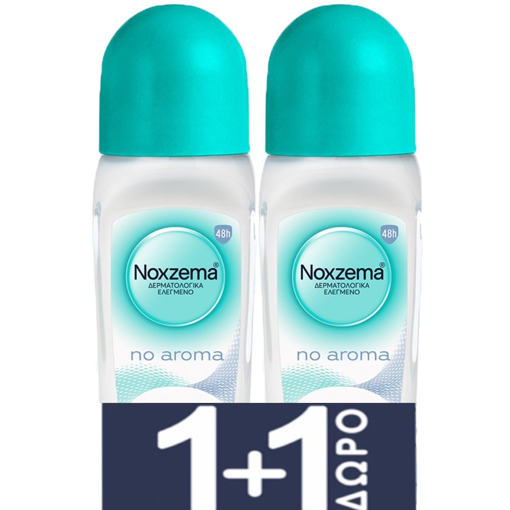 Noxzema Noxzema Promo No Aroma Roll On Γυναικείο Αντιιδρωτικό Αποσμητικό Χωρίς Άρωμα για 48ωρη Προστασία 100ml (2x50ml) 