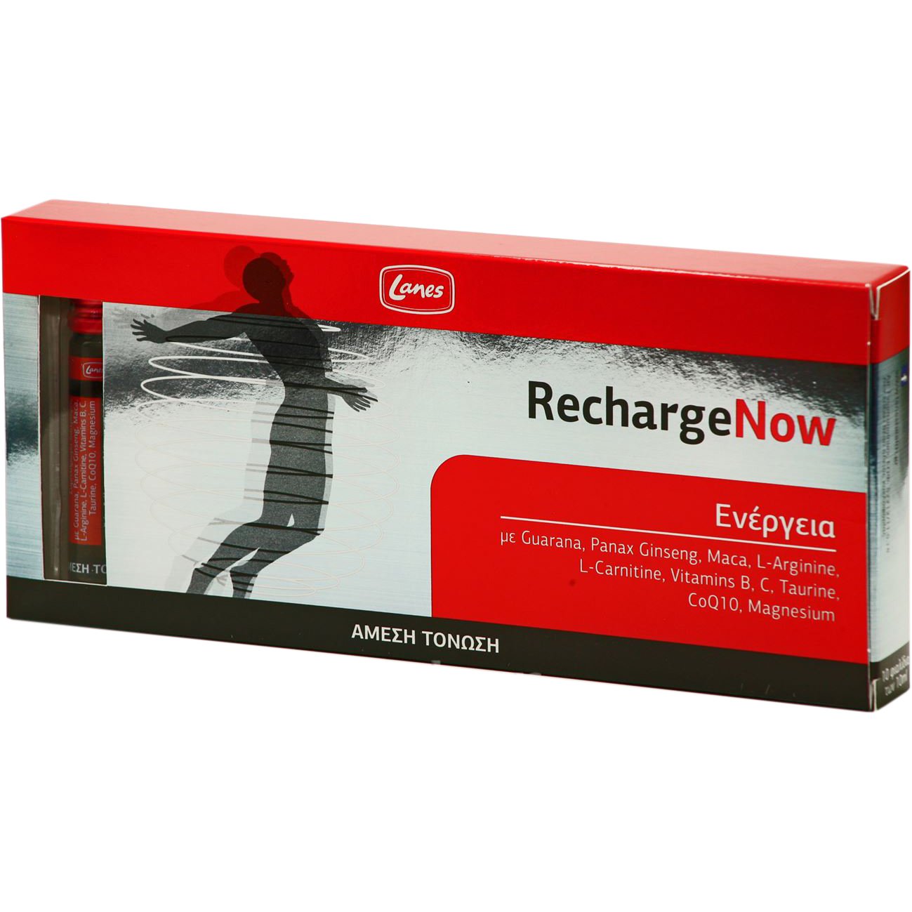Lanes Recharge Now Συμπλήρωμα Διατροφής για Άμεση Επαναφόρτιση Ενέργειας τη Στιγμή που Χρειάζεται & με Διάρκεια Δράσης 10x10ml