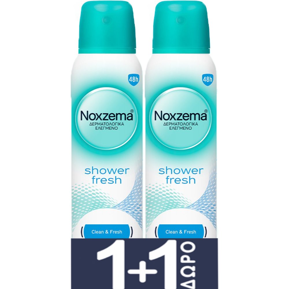 Noxzema Noxzema Promo Shower Fresh Antiperspirant Spray Γυναικείο Αντιιδρωτικό Αποσμητικό Σπρέι με Άρωμα Φρεσκάδας & Αίσθηση Αναζωογόνησης για 48ωρη Προστασία 300ml (2x150ml)