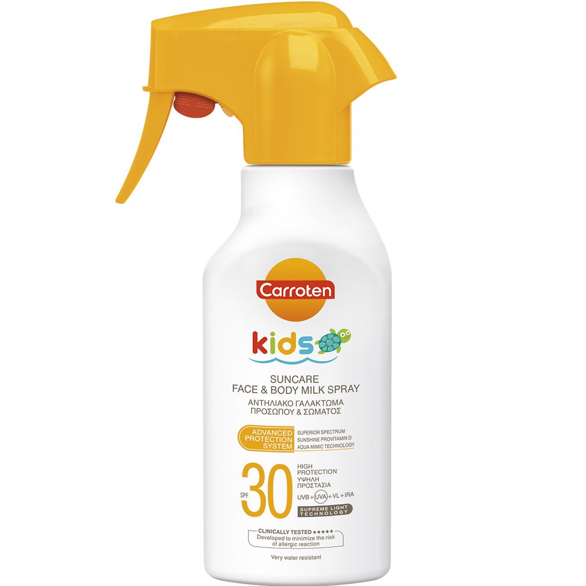 Carroten Carroten Kids Suncare Face & Body Milk Spray Spf30 Παιδικό Αντηλιακό Γαλάκτωμα Προσώπου & Σώματος Υψηλής Προστασίας 270ml