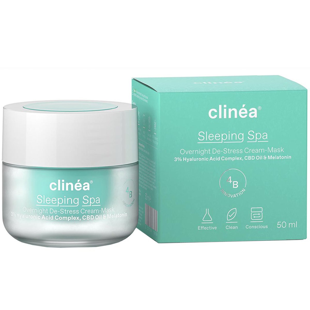 Clinea Clinea Sleeping Spa Overnight De-Stress Cream-Mask Κρέμα-Μάσκα Νυκτός Προσώπου με Μελατονίνη για Ενυδάτωση & Αναζωογόνηση 50ml