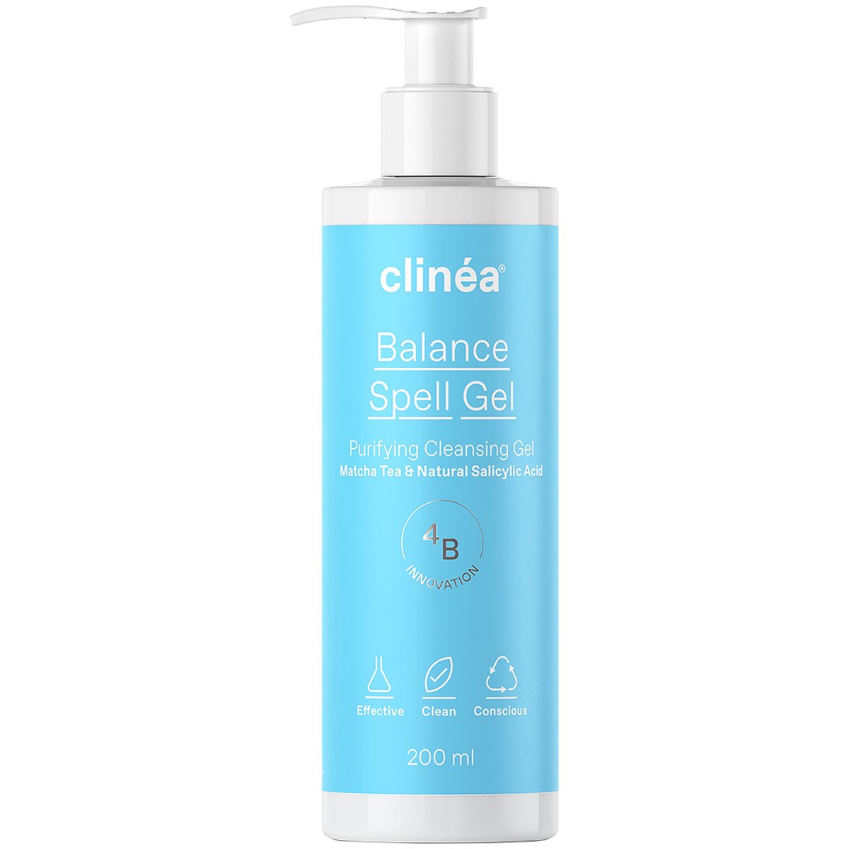 Clinea Clinéa Balance Spell Gel Purifying Cleansing,Gel Καθαρισμού Προσώπου Εμπλουτισμένο με Τσάι Matcha & Φυσικό Σαλικυλικό Οξύ για Μεικτές, Λιπαρές Επιδερμίδες 200ml