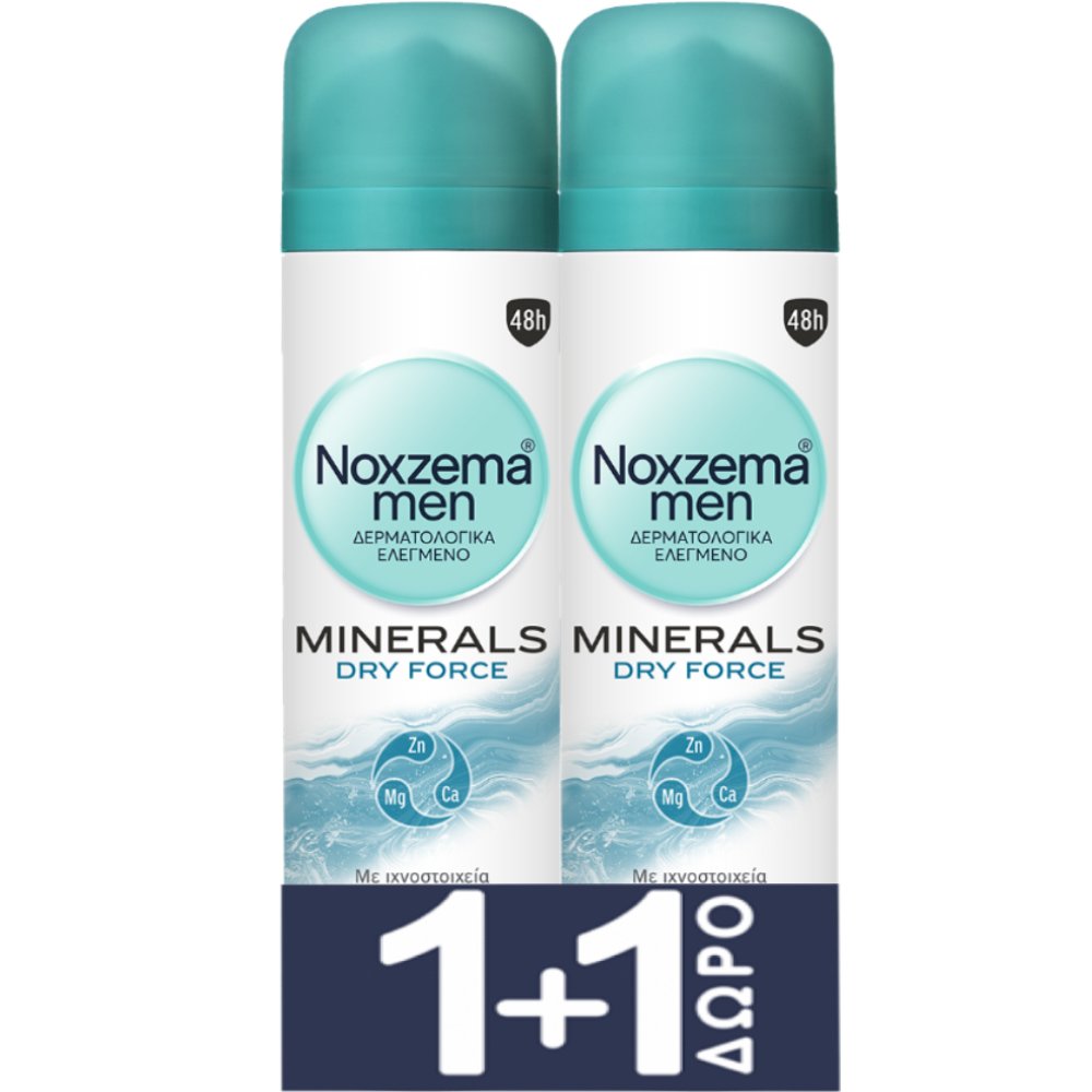 Noxzema Noxzema Men Promo Minerals Dry Force Deodorant Spray Ανδρικό Αντιιδρωτικό με Πολύτιμα Ιχνοστοιχεία για 48ωρη Προστασία 300ml (2x150ml)