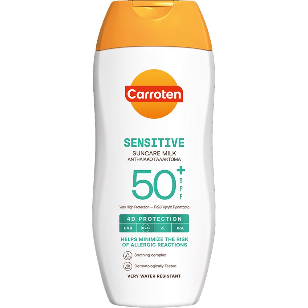 Carroten Carroten Sensitive Spf50+ Suncare Milk Αντηλιακό Γαλάκτωμα Πολύ Υψηλής Προστασίας για Ευαίσθητες Επιδερμίδες 200ml