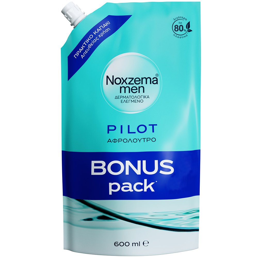 Noxzema Noxzema Men Pilot Refreshing Showergel Refill 600ml Αφρόλουτρο Ανταλλακτικό σε Σακουλάκι με Θαλάσσια Άλατα για Αίσθηση Αναζωογόνησης 600ml