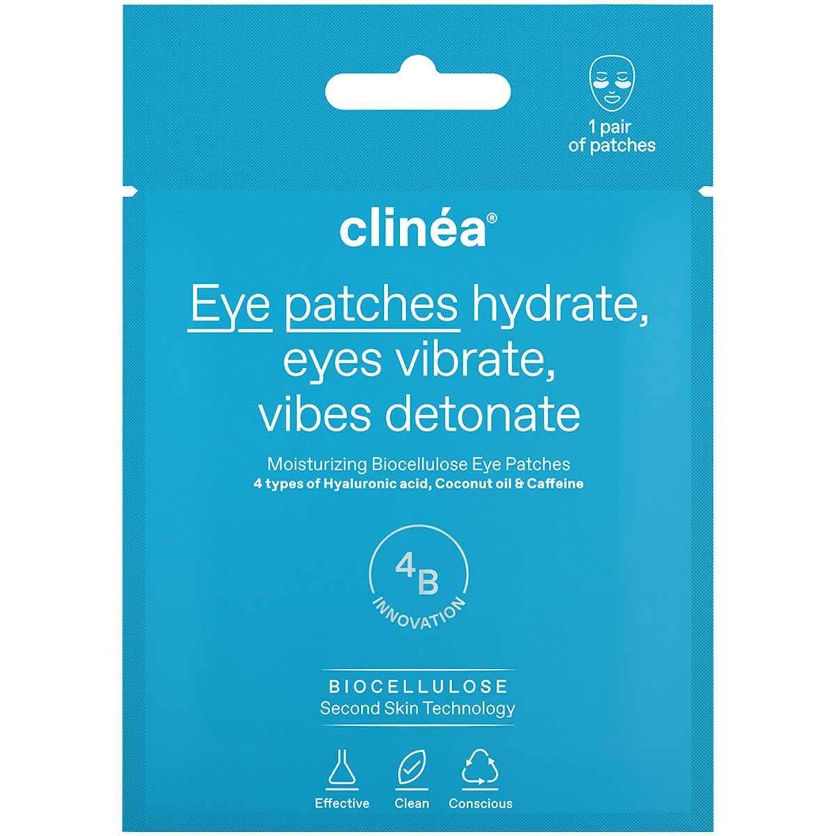 Clinea Clinea Moisturizing Biocellulose Eye Patches Ενυδατικά Patches Ματιών από Βιοκυτταρίνη 1 Ζευγάρι