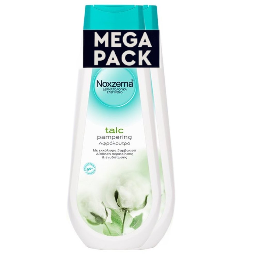 Noxzema Noxzema Promo Talc Pampering Shower Gel Ενυδατικό Αφρόλουτρο με Εκχύλισμα Βαμβακιού για Αίσθηση Περιποίησης & Ελαστικότητας της Επιδερμίδας 1,5Lt (2x750ml)