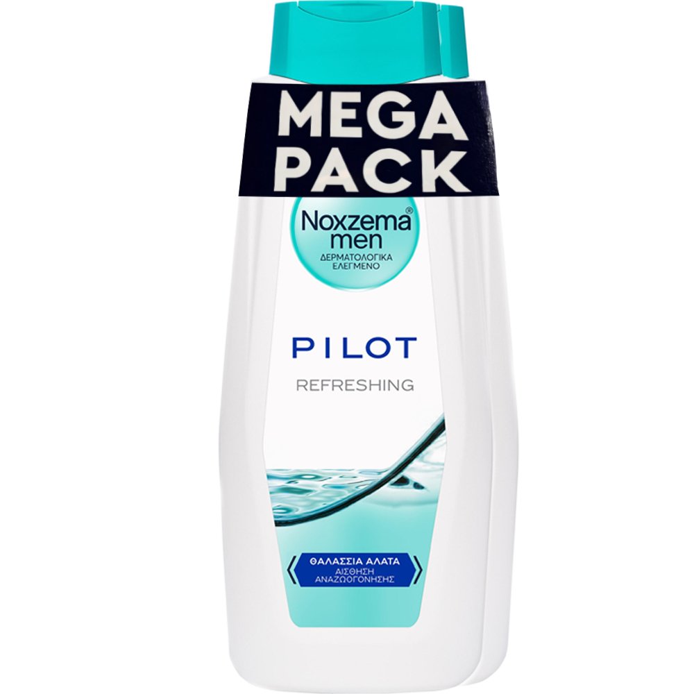 Noxzema Men Promo Pilot Refreshing Showergel Αφρόλουτρο με Θαλάσσια Άλατα για Αίσθηση Αναζωογόνησης 1,5Lt (2x750ml)