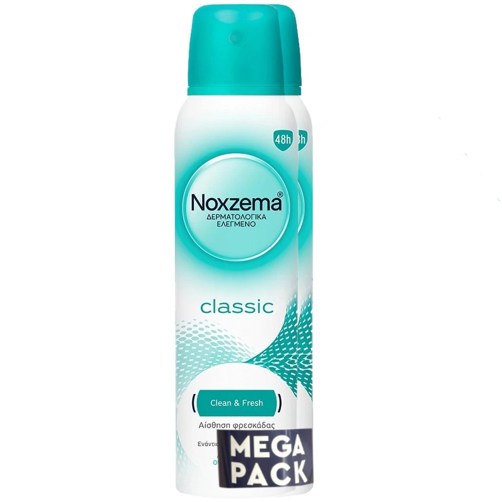 Noxzema Promo Classic Antiperspirant Clean & Fresh Spray Γυναικείο Αποσμητικό Σπρέι με Άρωμα Φρεσκάδας που Διαρκεί 300ml (2x150ml)
