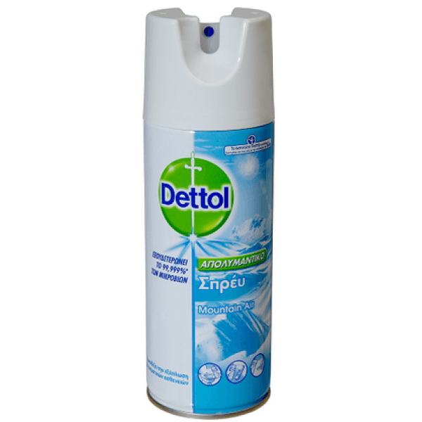 Dettol Απολυμαντικό Σπρέυ Προλαμβάνει την εξάπλωση των μικροβίων με άρωμα Mountain Air 400ml