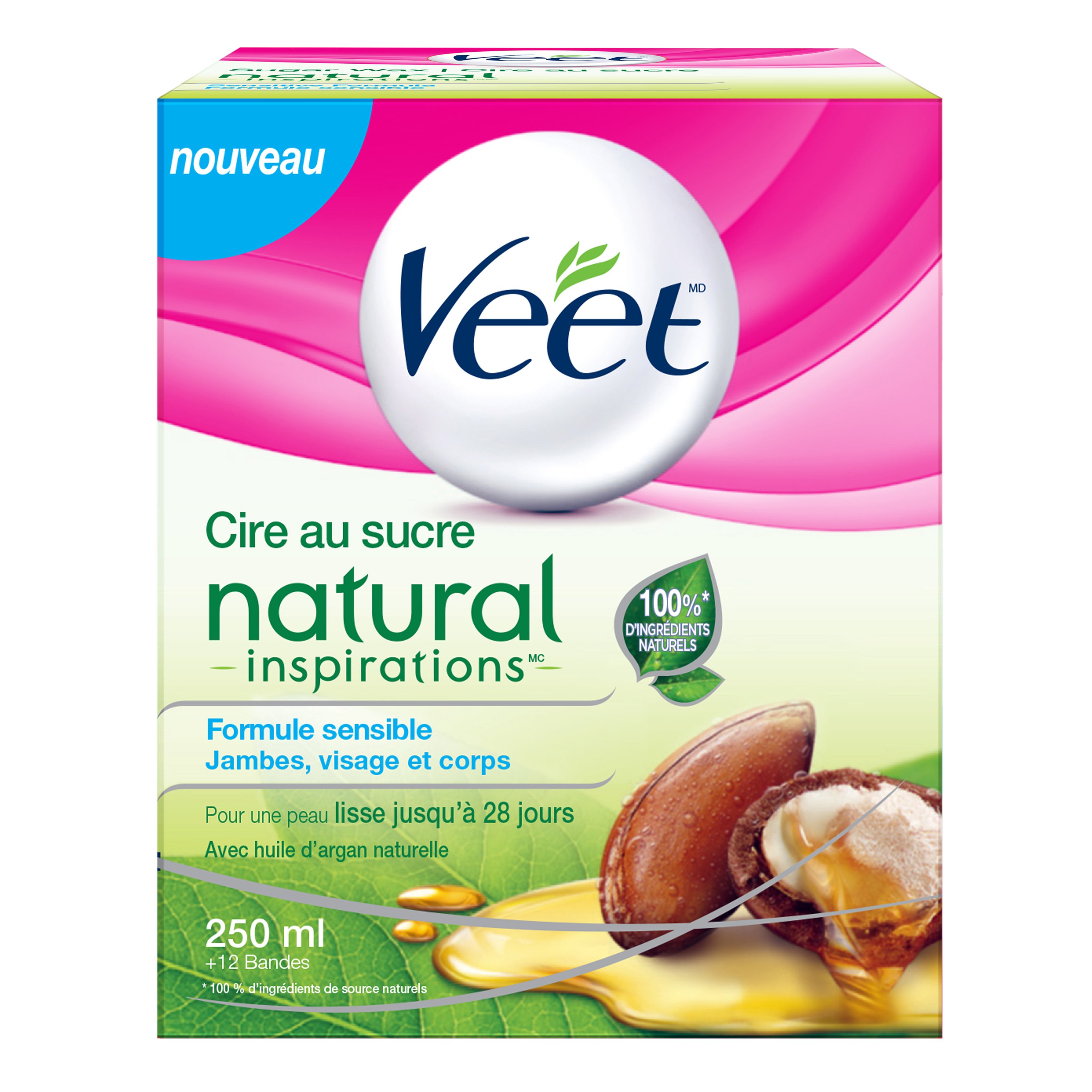 Veet Sugar Wax Natural Inspirations Ζεστό Κερί με Φυσικό Αργανέλαιο 250ml