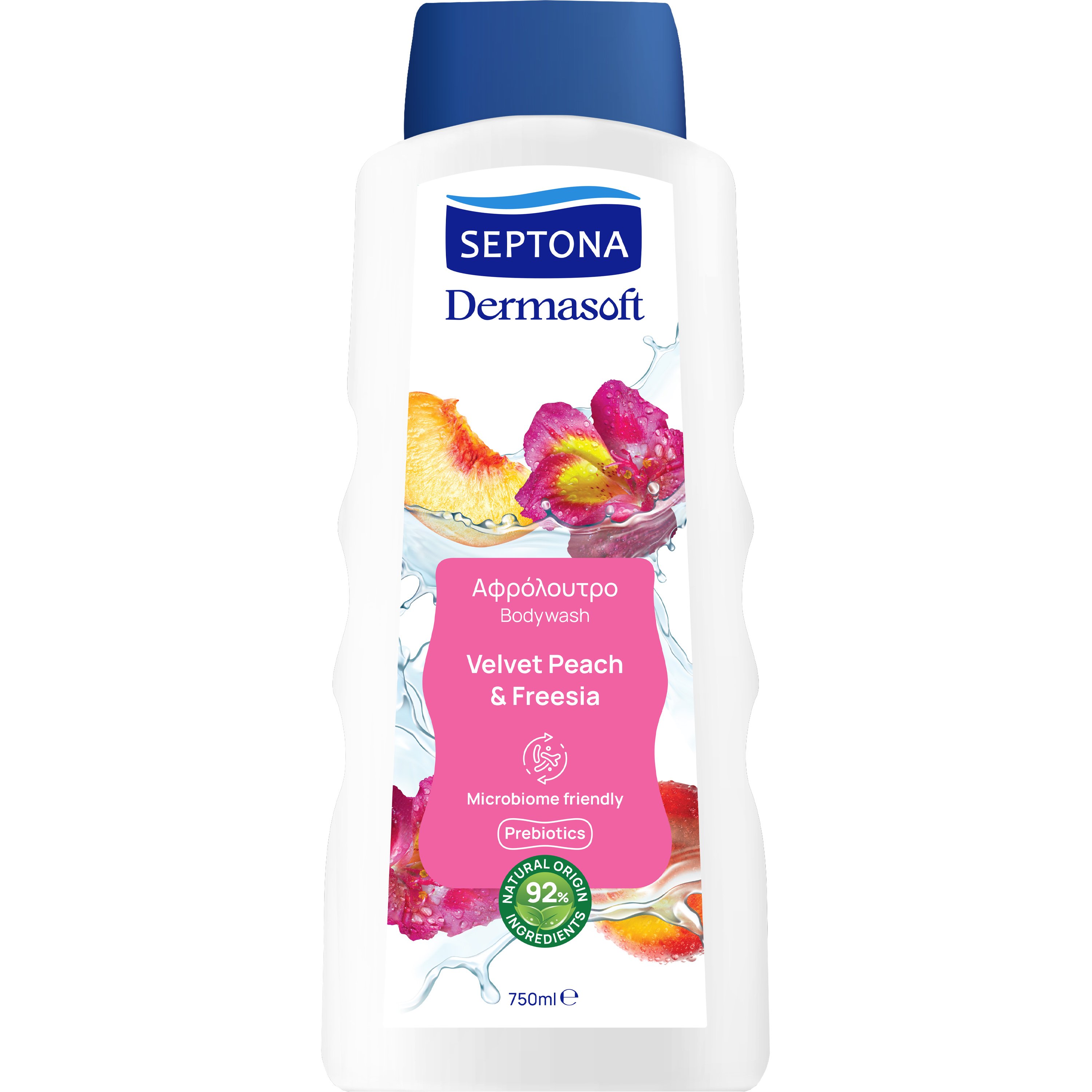Septona Septona Dermasoft Bodywash Velvet Peach & Freesia Αφρόλουτρο Εμπλουτισμένο με Νότες Ροδάκινο & Φρέζιας 750ml