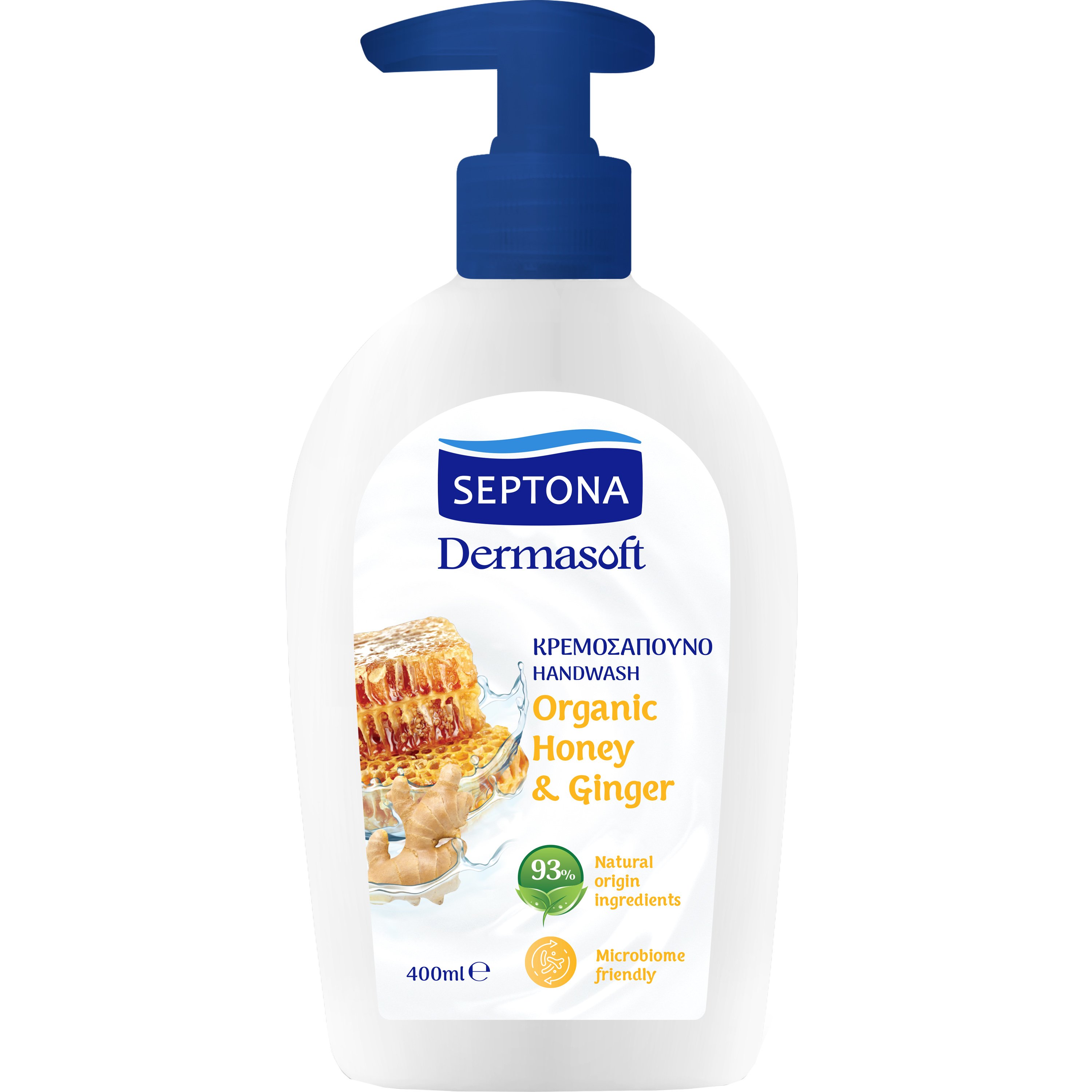 Septona Septona Dermasoft Handwash with Organic Honey & Ginger Κρεμοσάπουνο με Οργανικό Εκχύλισμα Μελιού & Τζίντζερ 400ml