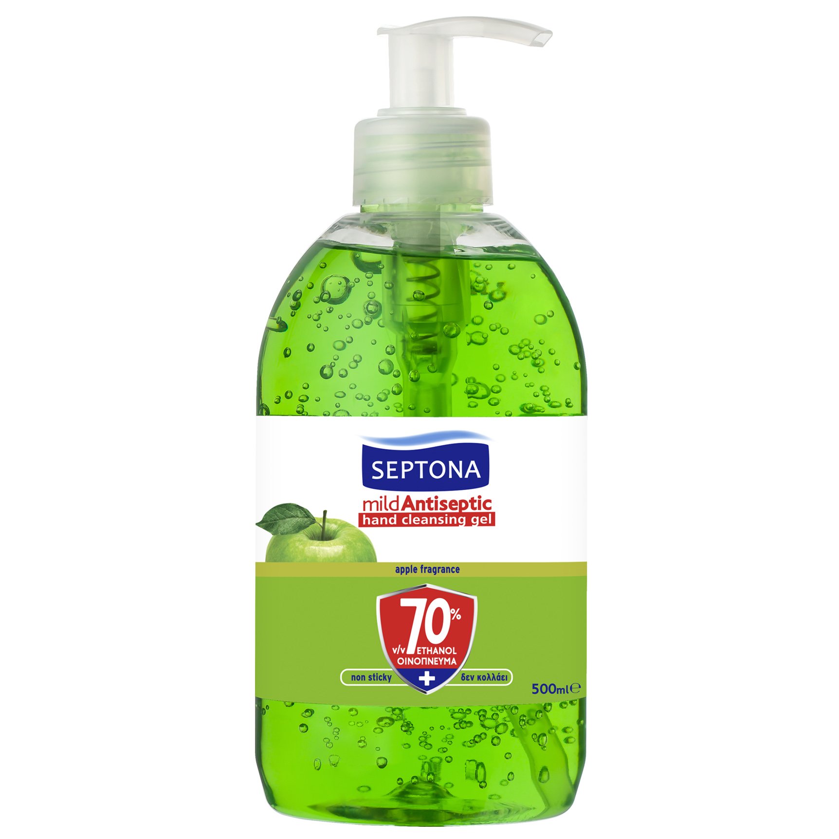 Septona Mild Antiseptic Hand Cleansing Gel Apple Αντισηπτικό Gel για τα Χέρια με 70% Οινόπνευμα & Άρωμα Μήλου 500ml