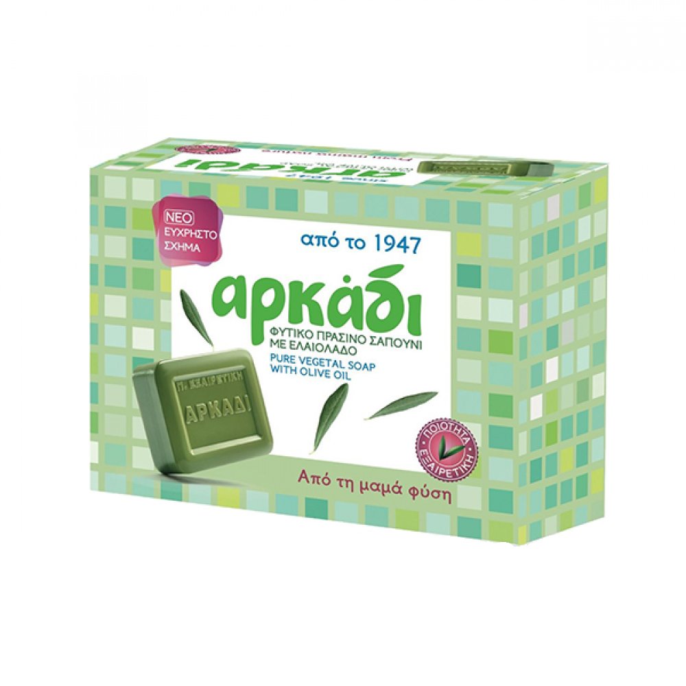 Αρκάδι Pure Vegetal Soap with Olive Oil Φυτικό Πράσινο Σαπούνι με Ελαιόλαδο για Πρόσωπο & Σώμα 150gr