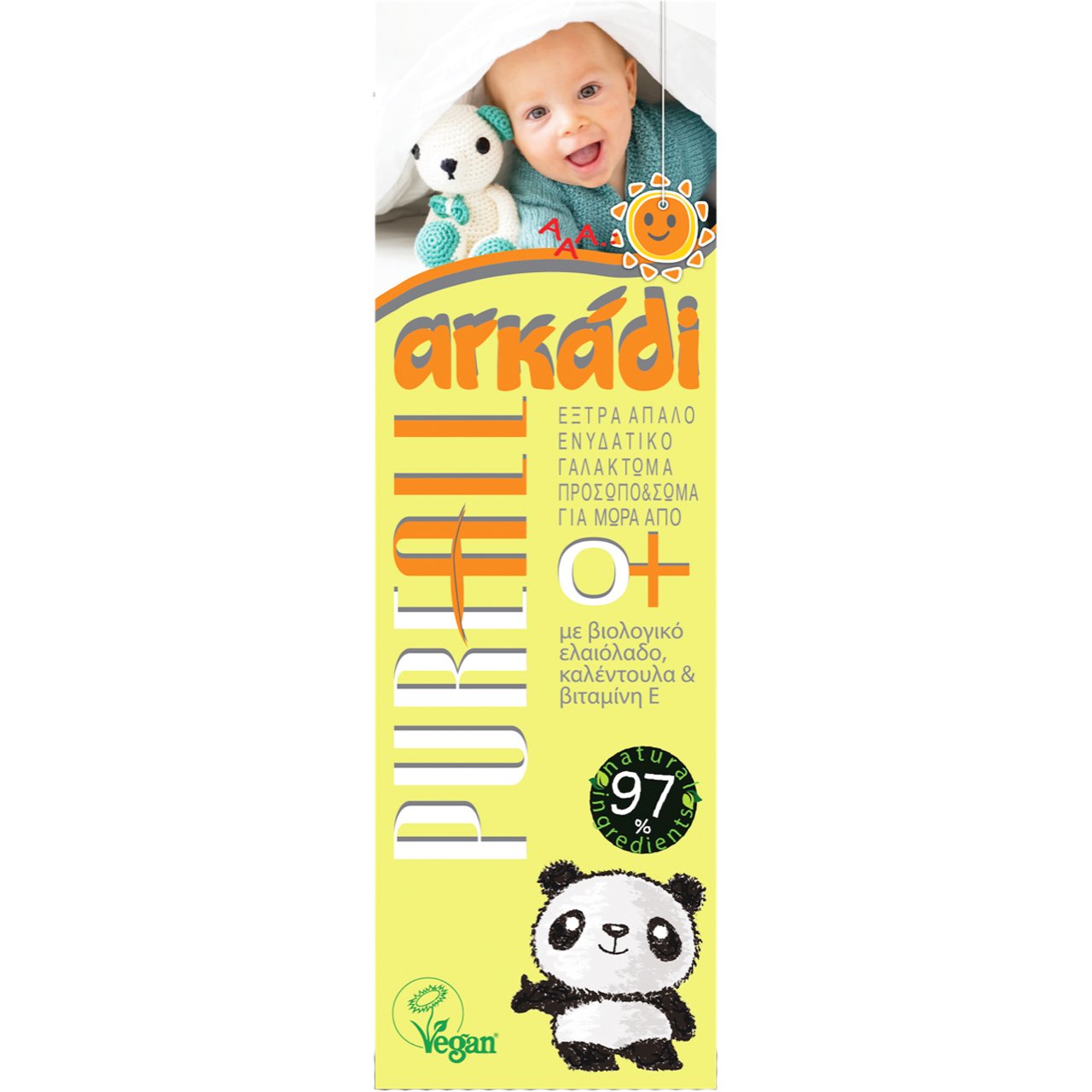 Αρκάδι Pure All Day Baby Moisturizing Face & Body Lotion Απαλό & Ενυδατικό Βρεφικό Γαλάκτωμα Προσώπου, Σώματος 0+m 360ml