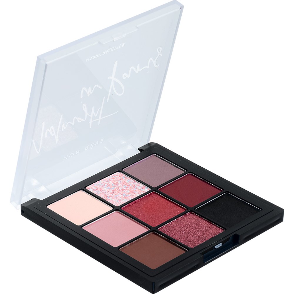 Mon Reve Happy Palettes Υψηλής Απόδοσης Παλέτα Πλούσιων Σκιών Μακράς Διάρκειας σε Ματ, Μεταλλικές & Σατινέ Υφές 1 Τεμάχιο - 02 Midnight in Paris