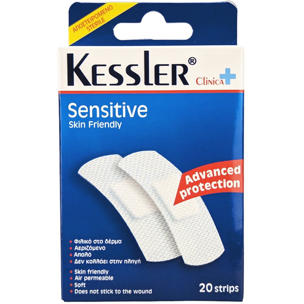 Kessler Sensitive Skin Friendly Strips Αυτοκόλλητα Επιθέματα Φιλικά στο Δέρμα για Γρήγορη Επούλωση & Προστασία Πληγών, σε 2 Διαφορετικά Μεγέθη 20 Τεμάχια