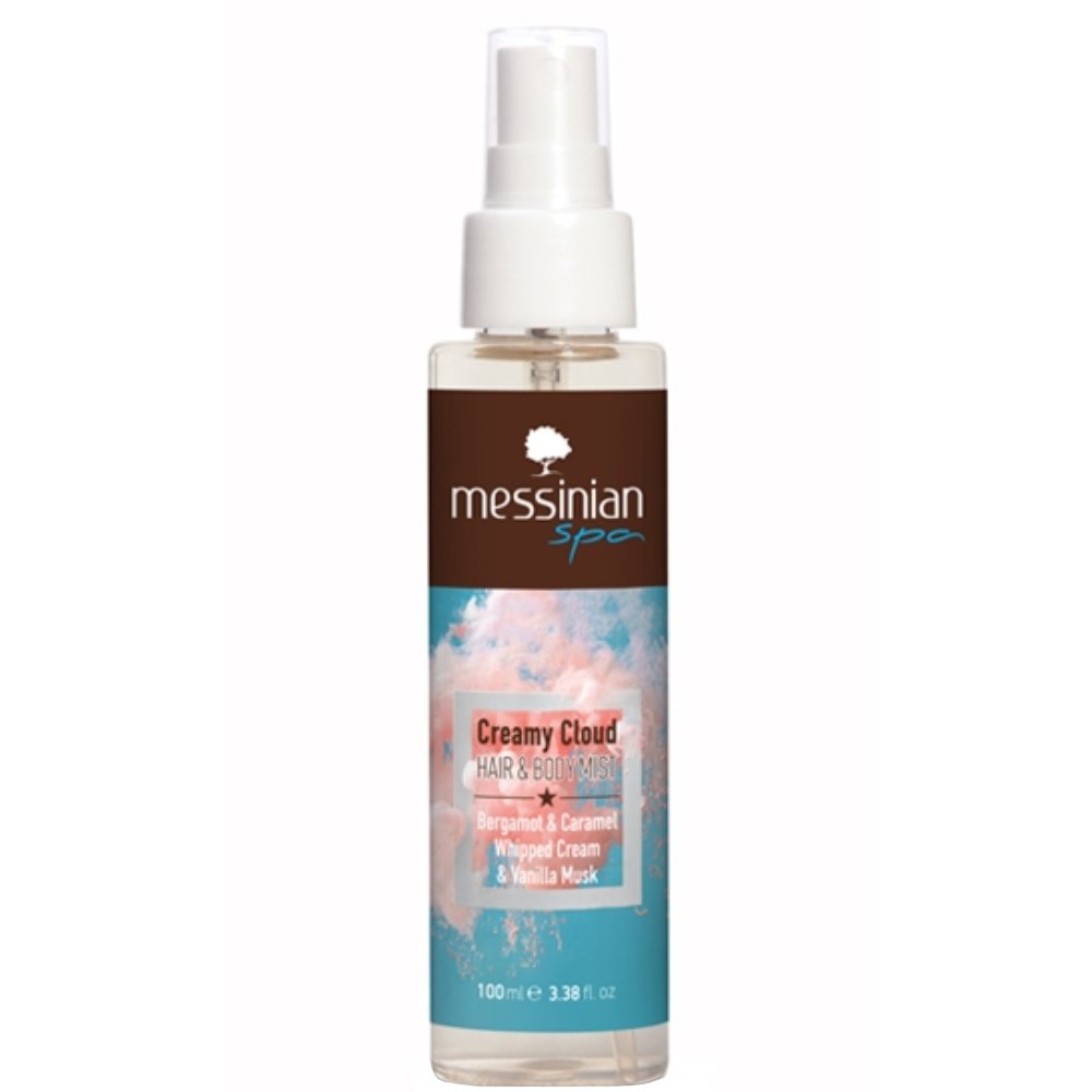 Messinian Spa Creamy Cloud Bergamot, Caramel, Whipped Cream & Vanilla Musk Hair & Body Mist Ενυδατικό Mist Μαλλιών & Σώματος με Άρωμα Περγαμόντου, Καραμελωμένη Σαντιγύ & Μόσχος Βανίλιας 100ml