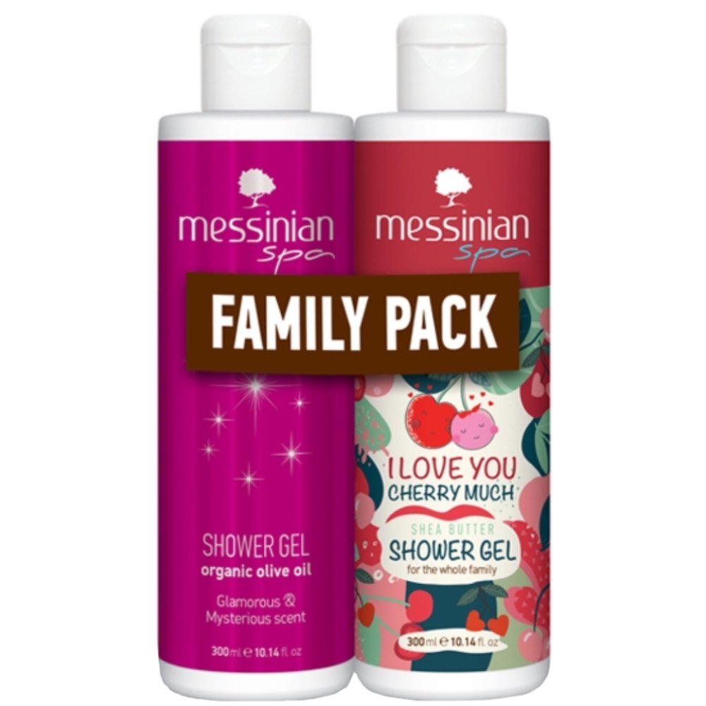 Messinian Spa Messinian Spa Promo Organic Olive Oil Glamorous & Mysterious Scent Shower Gel 300ml & I love You Cherry Much Shea Butter Shower Gel 300ml