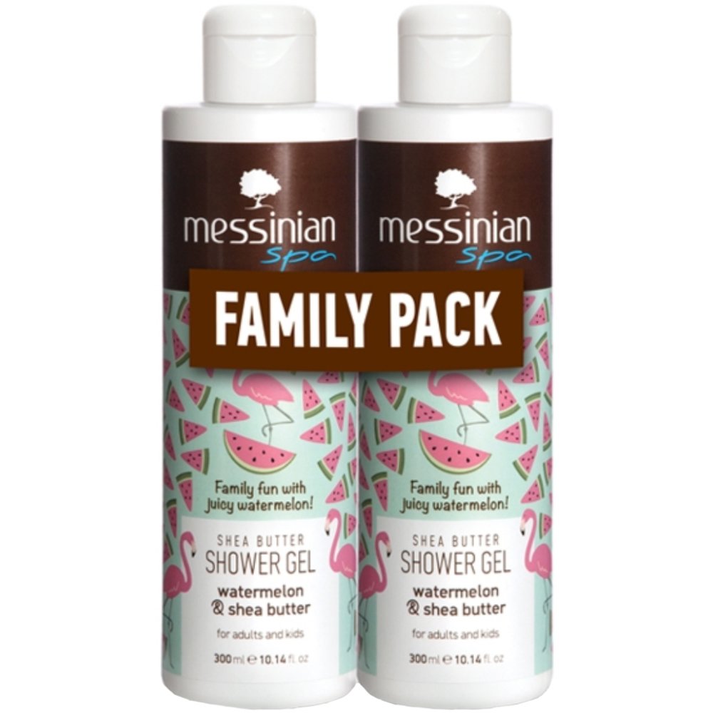 Messinian Spa Messinian Spa Promo Shea Butter & Watermelon Shower Gel Ενυδατικό Αφρόλουτρο με Άρωμα απο Καρπούζι & Βούτυρο Καριτέ για Καθημερινή Χρήση 600ml (2x300ml)