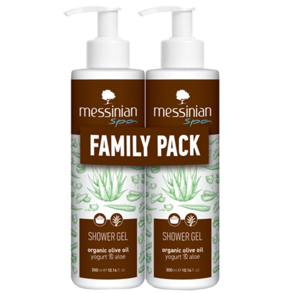 Messinian Spa Messinian Spa Promo Organic Oil Yogurt & Aloe Shower gel Ενυδατικό Αφρόλουτρο με Ξεχωριστό Άρωμα Γιαούρτι & Αλόη 600ml (2x300ml)