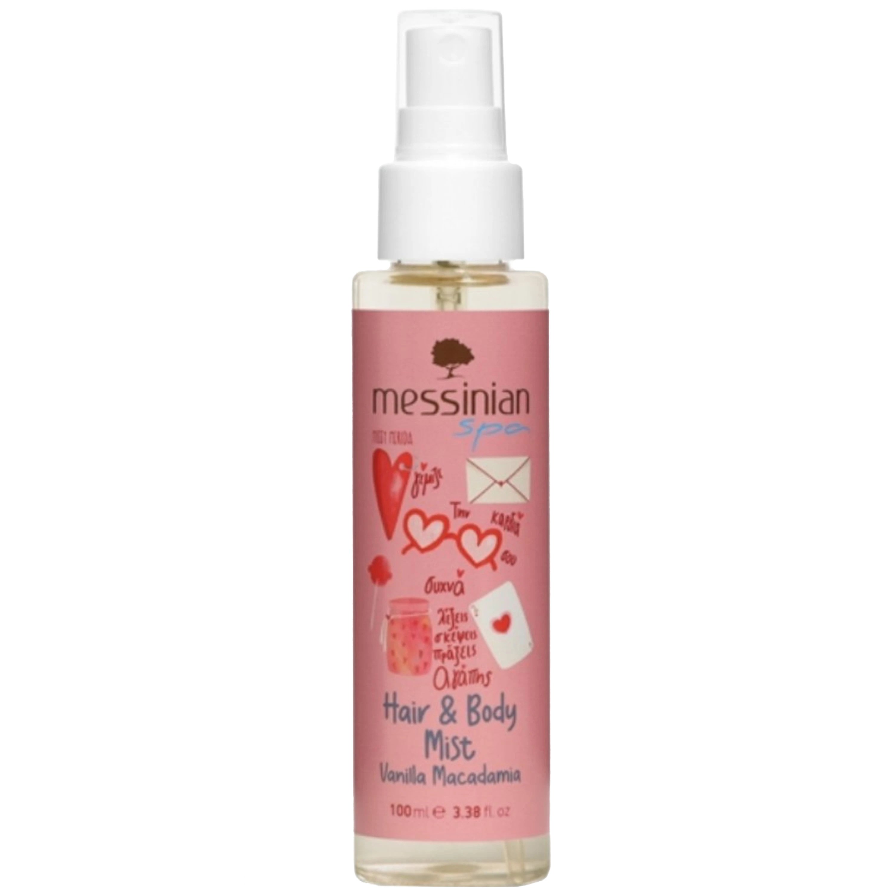 Messinian Spa Vanilla Macadamia Hair & Body Mist Ενυδατικό Mist Μαλλιών & Σώματος με Άρωμα Καραμελωμένη Βανίλια 100ml