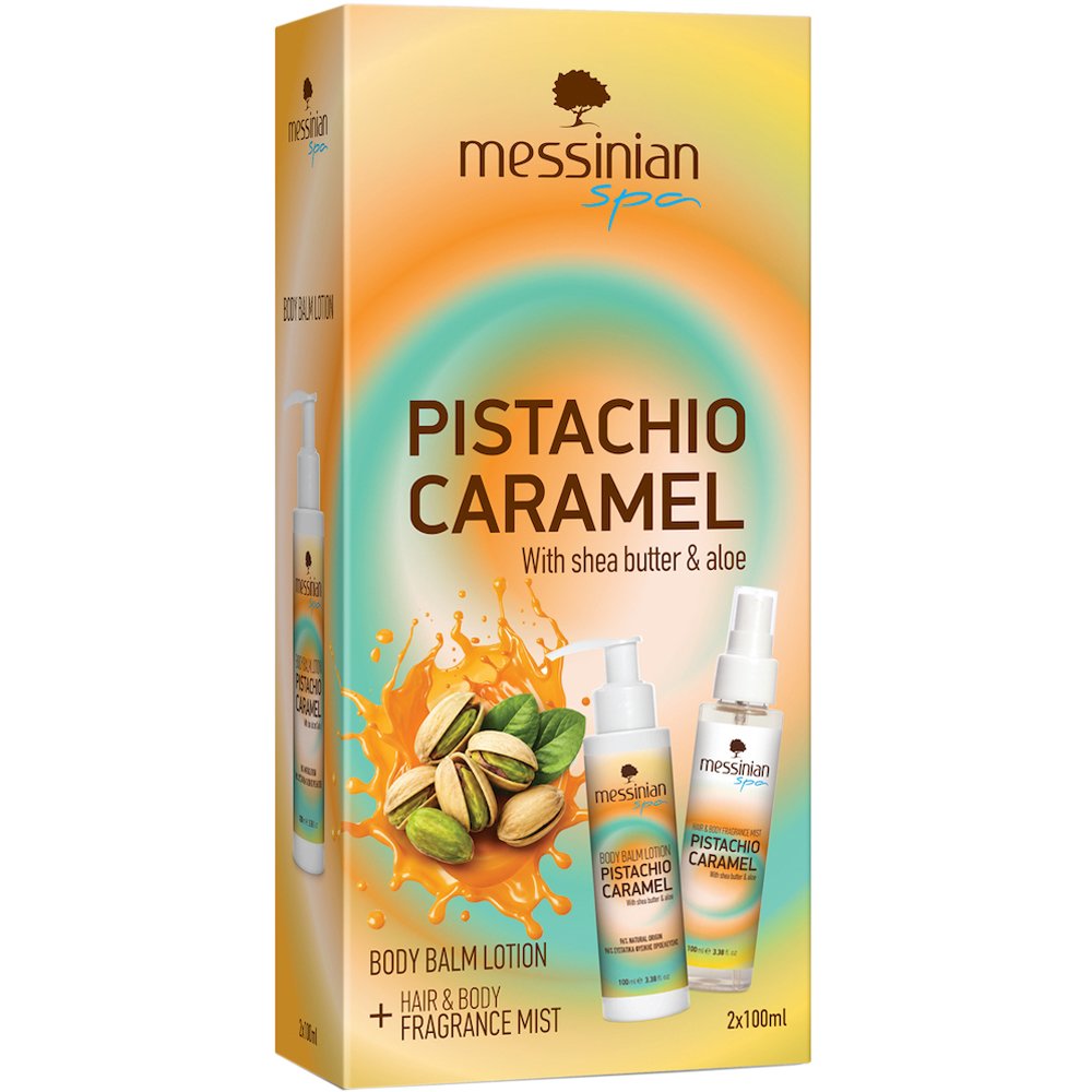 Messinian Spa Promo Pistachio Caramel Body Balm Lotion 100ml & Hair & Body Fragrance Mist 100ml