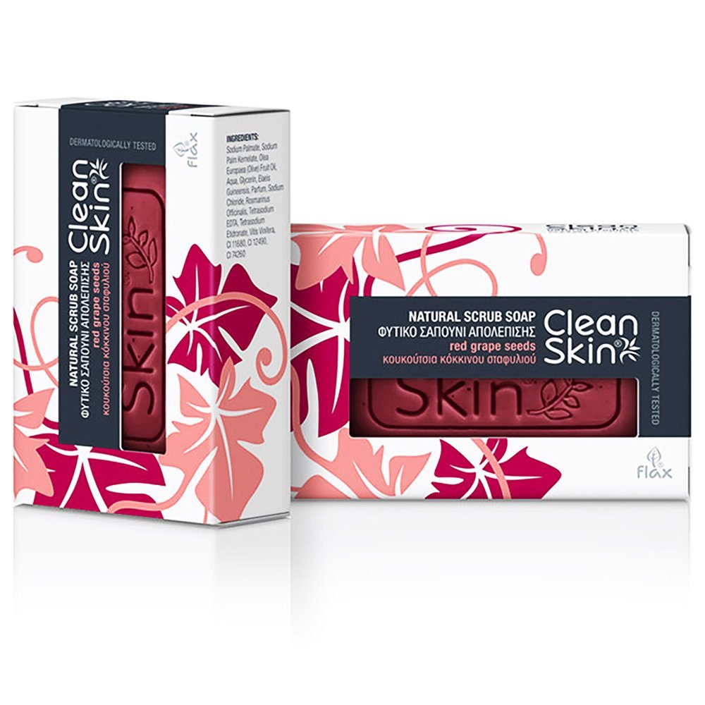 CleanSkin Promo Natural Scrub Soap Φυτικό Σαπούνι Σώματος για Απολέπιση με Κουκούτσια Κόκκινου Σταφυλιού 100gr -40%