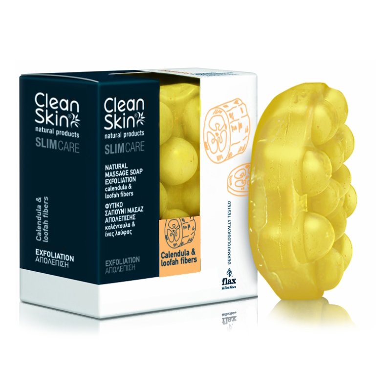 CleanSkin Slimming & Exfoliating Natural Massage Soap Calendula & Loofah Fibers Φυτικό Σαπούνι Μασάζ για Αδυνάτισμα & Απολέπιση με Καλέντουλα & Ίνες Λούφας 100gr Promo -40%