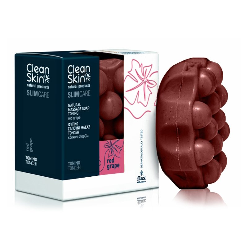 CleanSkin Slimming & Toning Natural Massage Soap Red Grape Φυτικό Σαπούνι Μασάζ για Αδυνάτισμα & Τόνωση Κόκκινο Σταφύλι 100g Promo -40%