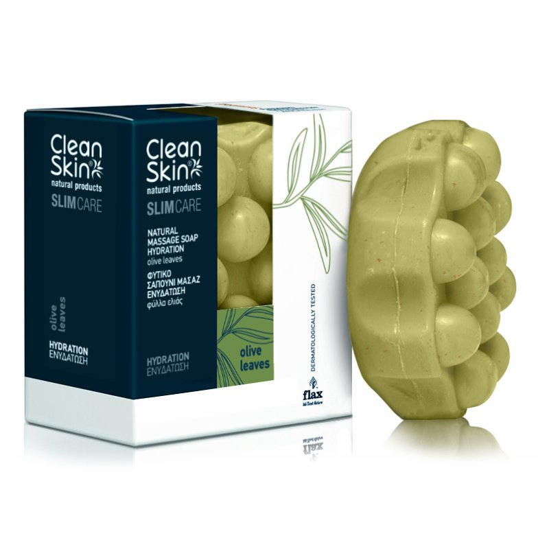 CleanSkin Slimming & Hydration Natural Massage Soap Olive Leaves Φυτικό Σαπούνι Μασάζ για Ενυδάτωση με Φύλλα Ελιάς 100gr Promo -40%