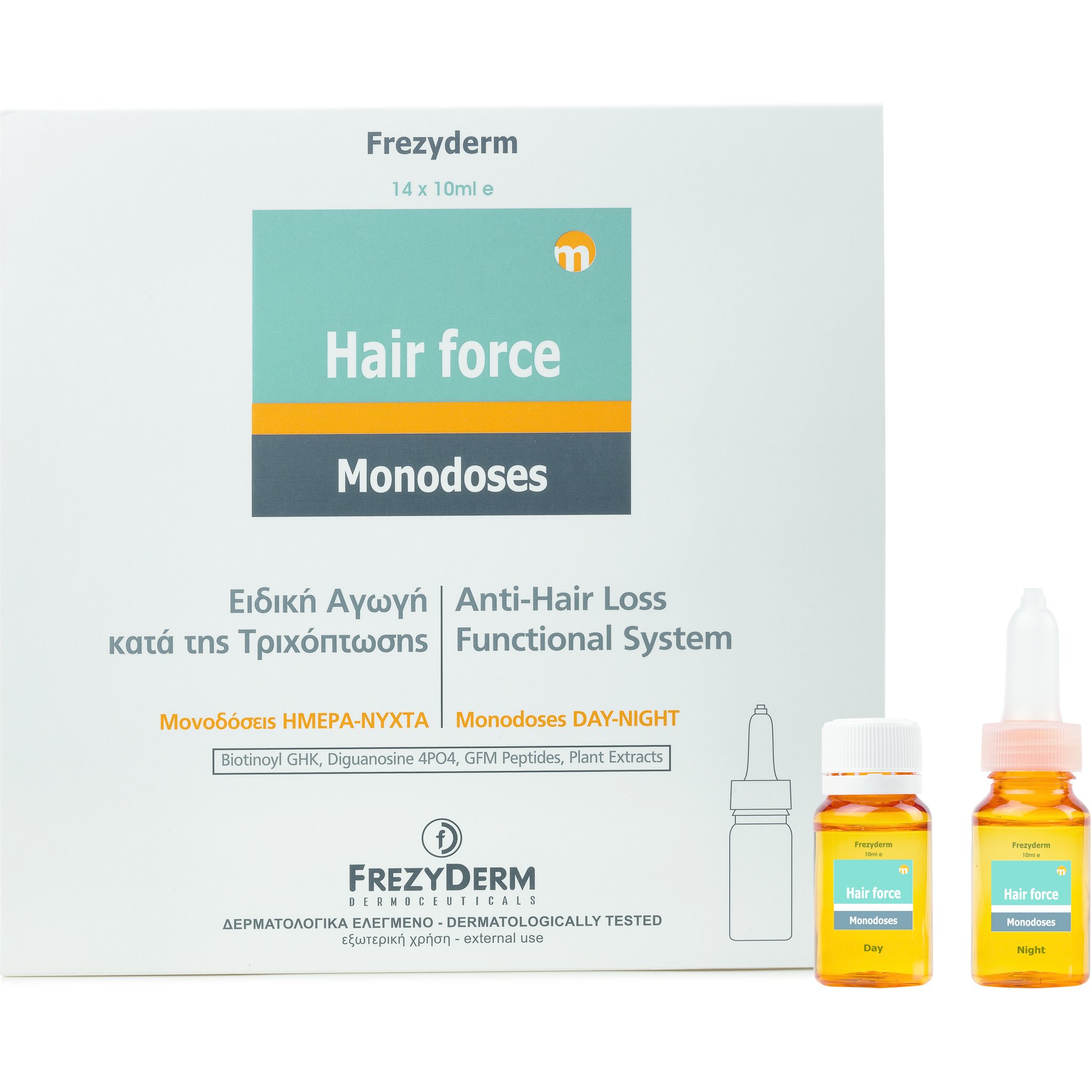 Frezyderm Hair Force Monodose Day/Night Αμπούλες για την Αντιμετώπιση της Τριχόπτωσης 14 x10ml
